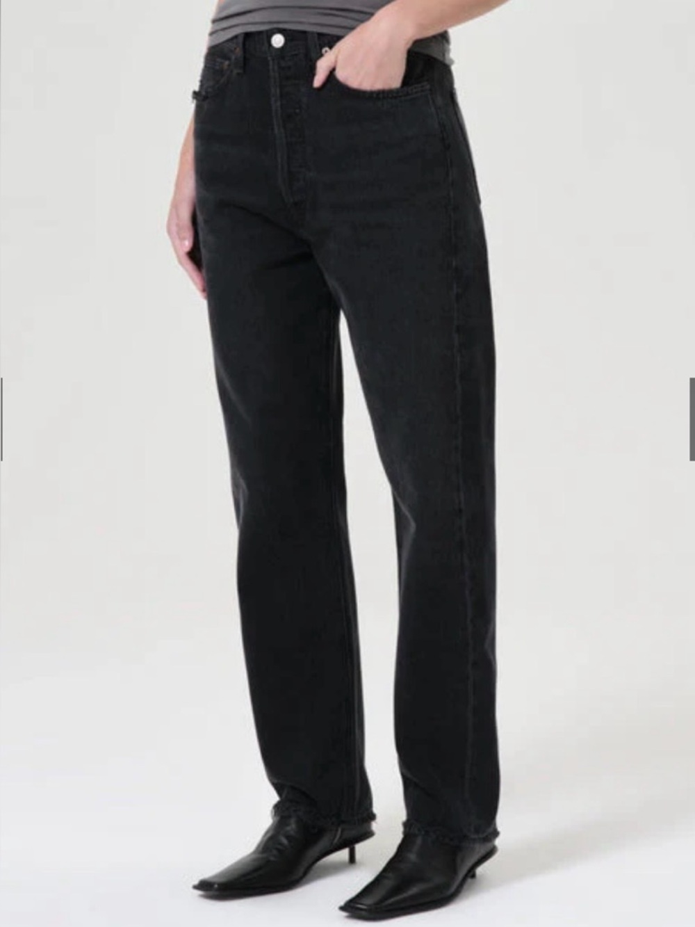 Agolde 90’s Mid Rise Loose Black Straight-Leg Jeans | Tar